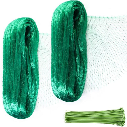 16 x 33ft Bird Netting for Garden,Garden Net for Protect Plants, Fruit, Vegetables,Seedlings with 100 PCS of Zip Ties, 2PACK