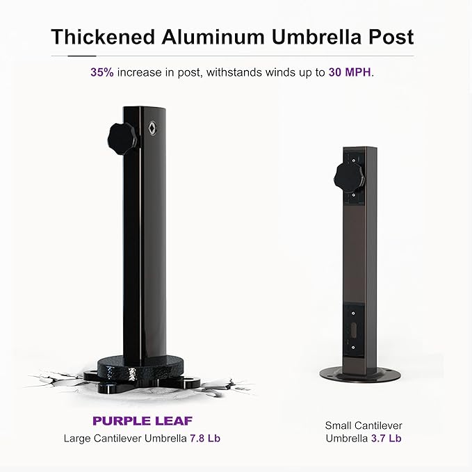 PURPLE LEAF 10' X 13' Cantilever Outdoor Umbrellas Large Patio Umbrella Hanging Double Top Rectangle Offset Umbrella with 360°Rotation Tilting Umbrella Outdoor Patio Grey
