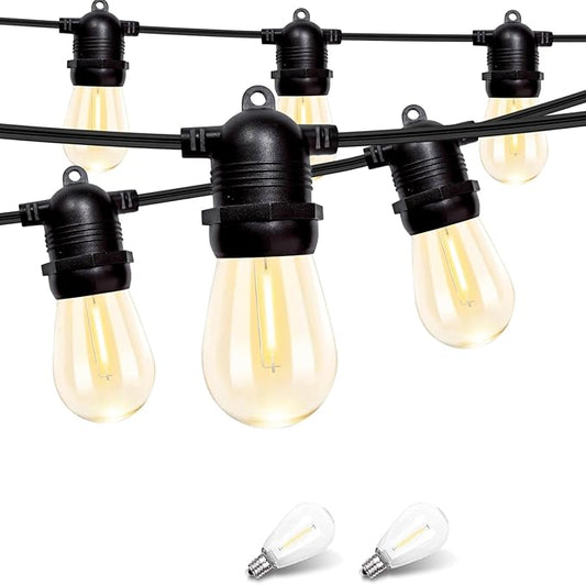 Outdoor String Lights Waterproof, 3000K Warm White 54ft Patio Lights String with 16 Led Shatterproof Bulbs,Outside Hanging Ambience Plug in String Light for Gazebo Garden Camping Porch Yard