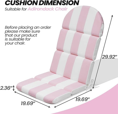 Crestlive 50x19.6 Inch Adirondack Chair Cushion, Water Repellent, Fade Resistant, High Back Outdoor Rocking Chair Cushion for Patio, Pink Stripe