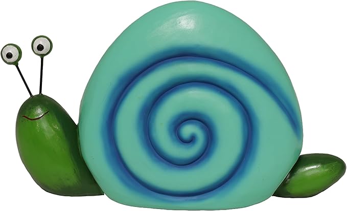 Alpine Corporation 7" Tall Outdoor Swirl Snail Statue Whimsical Accent, Weatherproof Garden Decor, Blue