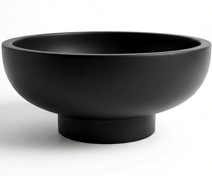 OAKOA Concrete Black Decorative Bowl for Home Decor - Black Fruit Bowl - Modern Pedestal Coffee Table Bowl for Entryway Table