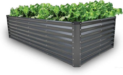 GrowHaus 8x4x2FT Galvanized Raised Garden Bed, Planter Boxes Outdoor Large Metal Garden Beds for Planting Vegetables Flowers Herbs Rectangle Dark Gray