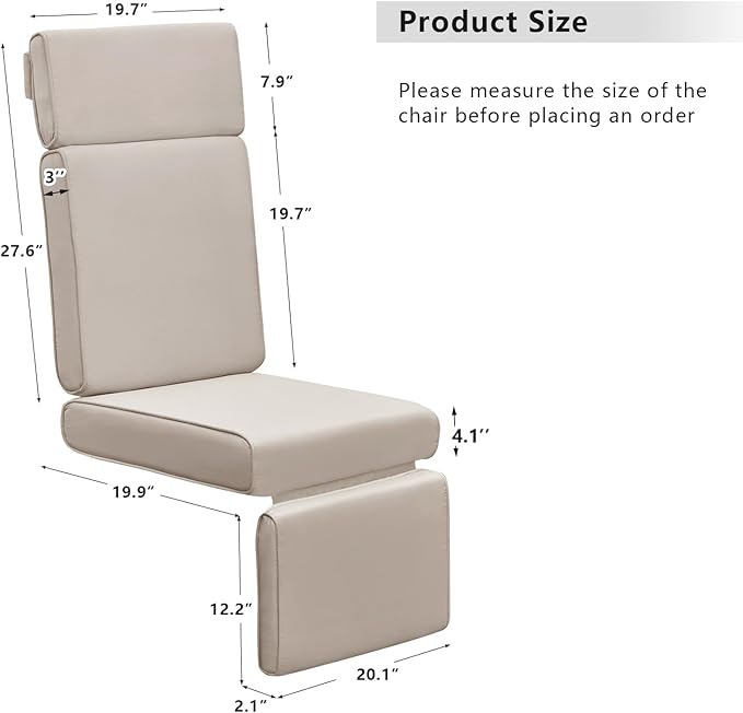 ATR ART TO REAL Outdoor Recliner Replacement Cushion, High Back Chair Cushions Patio Wicker Reclinning Chairs Seat Pad, Removable Cover, Waterproof, UV Resistant (Style A, Khaki)
