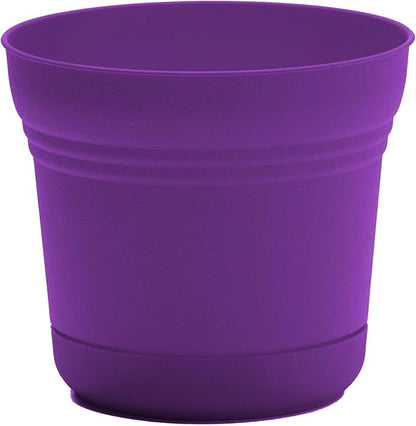 Bloem Saturn 12" Royal Lilac Round Resin Planter Pot with Snap-in Saucer for Indoor and Outdoor Gardening