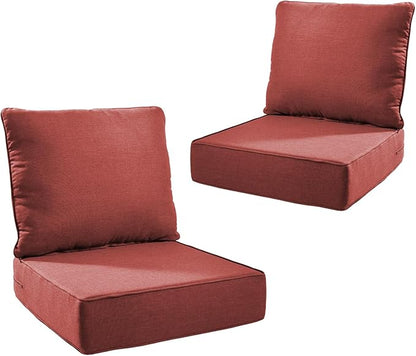 Outdoor Cushion Set for Furniture Patio Furniture, UV Resistant, Water Resistant - 6 Inch Thick Foam Garden Cushions– 22x24 Inch Patio Seat Covers for Chair/Sofa/Couch | Red | 2-Pack |