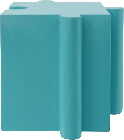Christopher Knight Home Daton Interlocking Puzzle Outdoor Side Table, Lightweight Concrete Patio Coffee Table, Convex Edge MGO Modular End Table, Creative Set Up for Indoor&Outdoor Use, Sky Blue