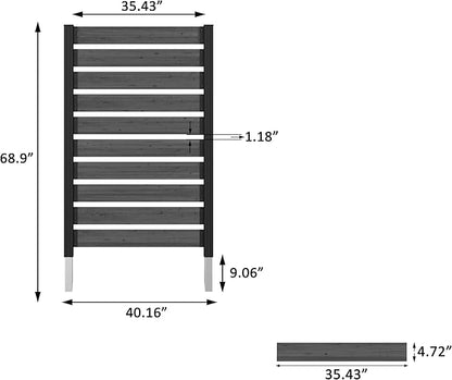 MUPATER 5ft H×3.3ft W No-Dig Wooden Privacy Screen-Dual-Use Design,Ideal Outdoor Privacy Barrier for Hard Surfaces & Soil,Durable Aluminum Post,Suit for Concealing Trash Bins, AC Units, Gray(1 Panel)