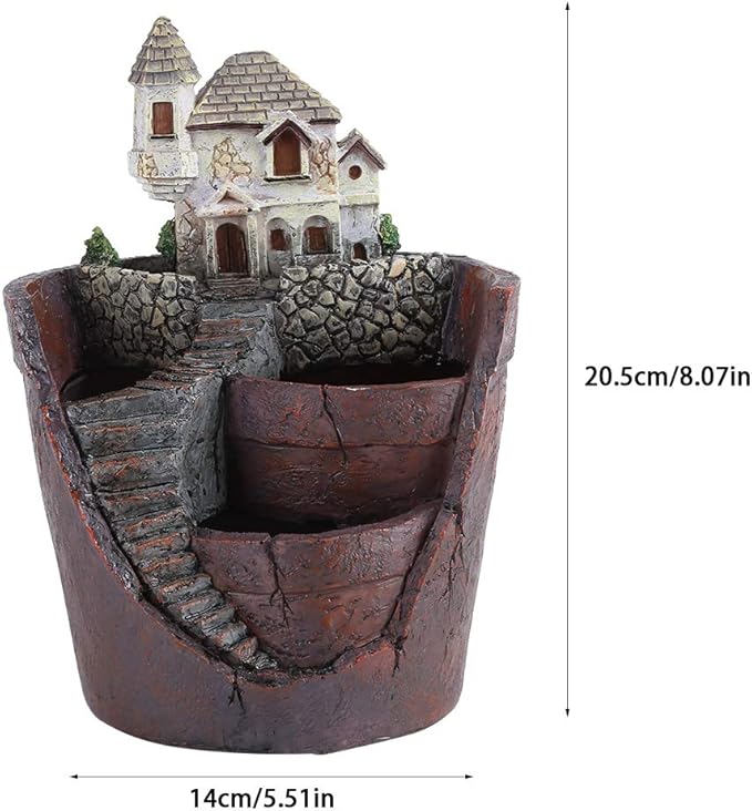 Succulent Plant Pot Container Herb Flower Basket Planter Home Garden Decor, Sky Garden Planter Herb Flower Cactus Succulent Plant Resin Pot Box Container(Cottages)