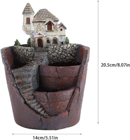 Succulent Plant Pot Container Herb Flower Basket Planter Home Garden Decor, Sky Garden Planter Herb Flower Cactus Succulent Plant Resin Pot Box Container(Cottages)