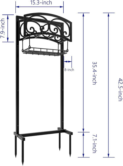 Freestanding Garden Hose Holder - Heavy Duty Metal Stand for 150ft Hose - Outdoor Organizer and Storage Rack