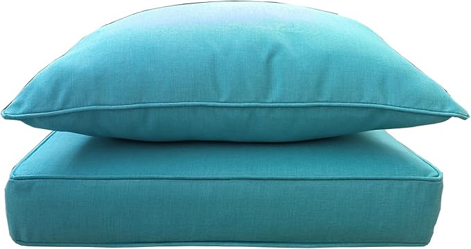 MEETHASUNY Outdoor Patio Furniture Replacement Cushions,24X24X5 Inch Deep Seat Chair Seat Back Cushion Set,All Weather Breathable Sectional Cushions for Patio Furniture Couch Loveseat,Turquoise Blue