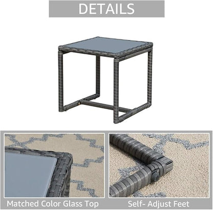 Patiorama Outdoor Patio Furniture - Wicker Conversation Set with Modern Bistro Design, Coffee Table, Perfect for Garden, Balcony, Backyard or Poolside (Light Gray)
