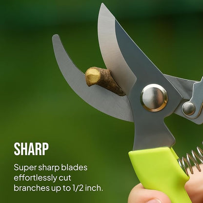 2-Pack Stainless Steel Gardening Scissors, Pruning Shears and Clippers for Gardening