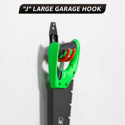 30 Pack Garage Hooks, Heavy Duty Steel Wall Mount Utility Hangers with Anti-Slip Coating for Hanging Bikes, Ladders, Power Tools, and Garden Equipment
