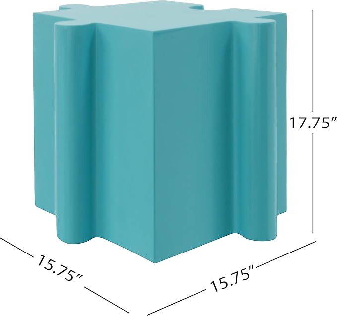 Christopher Knight Home Daton Interlocking Puzzle Outdoor Side Table, Lightweight Concrete Patio Coffee Table, Convex Edge MGO Modular End Table, Creative Set Up for Indoor&Outdoor Use, Sky Blue
