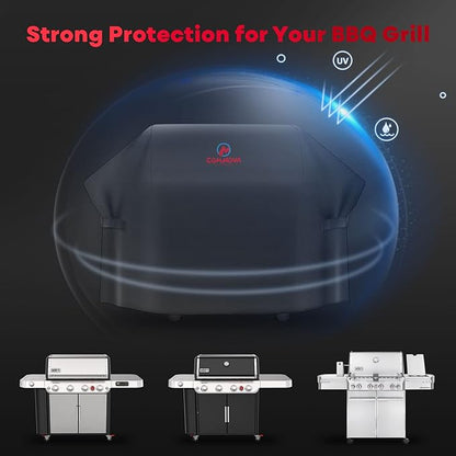 Comnova Grill Cover 75 Inch, 7109 BBQ Cover for Weber Summit 600 Series 6 Burner Grills, 600D Heavy Duty & Waterproof Barbeque Cover for Weber, Char-Broil, Monument, Brinkmann, Dyna-glo, and Nexgrill