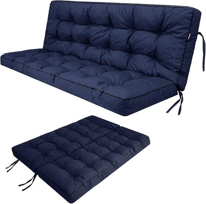 Swing Replacement Seat Cushions, 2-3 Seater Bench Cushions for Outdoor Furnitur with Backrest, Garden Recliner Seat Cushions Waterproof Sofa Pads (Dark Blue, 70.8x40in)