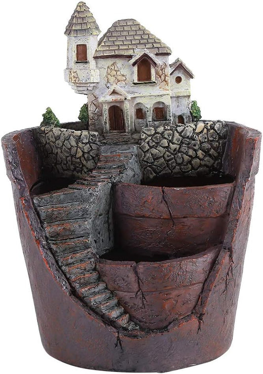 Succulent Plant Pot Container Herb Flower Basket Planter Home Garden Decor, Sky Garden Planter Herb Flower Cactus Succulent Plant Resin Pot Box Container(Cottages)