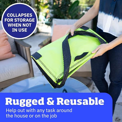 DURASACK Heavy Duty Storage Tote Bag 22-Gallon Rugged Woven Polypropylene Moving Bag, Reusable Self-Standing Design, Holds up to 500 Pounds, Pack of 4, Lime Green