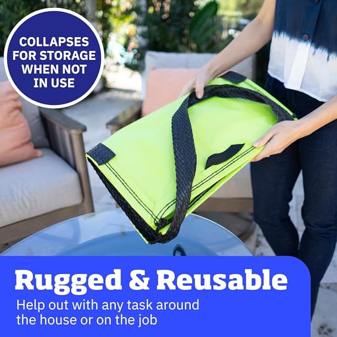 DURASACK Heavy Duty Storage Tote Bag 22-Gallon Rugged Woven Polypropylene Moving Bag, Reusable Self-Standing Design, Holds up to 500 Pounds, Single, Lime Green
