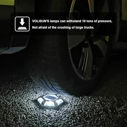 VOLISUN Solar Deck Lights Driveway Dock Lights, 12-Pack Waterproof Outdoor LED Aluminum Dock Lighting Warning Step Light for Driveway Sidewalk Garden Pathway Yard(Warm White+White,2 Colors in 1)