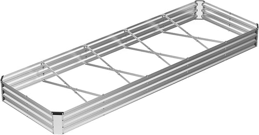 NEWBULIG 12x4x1ft Galvanized Raised Garden Bed, Outdoor Metal Planters Box for Vegetables, Flowers & Herbs, Open Base, Easy Assembly, X-Shaped Bars