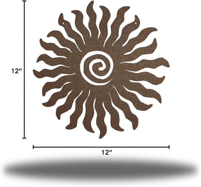 Riverside Designs Sunburst Metal Wall Art Steel Outdoor Decor - Heavy-Duty and Waterproof - Made in USA (12", Rust)