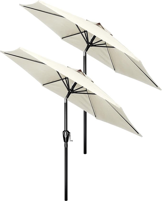 Simple Deluxe 2 Pack 7.5' Patio Umbrella Outdoor Table Market Yard Umbrella with 6 Sturdy Ribs for Backyard, Pool, Garden, Deck, Creamy White