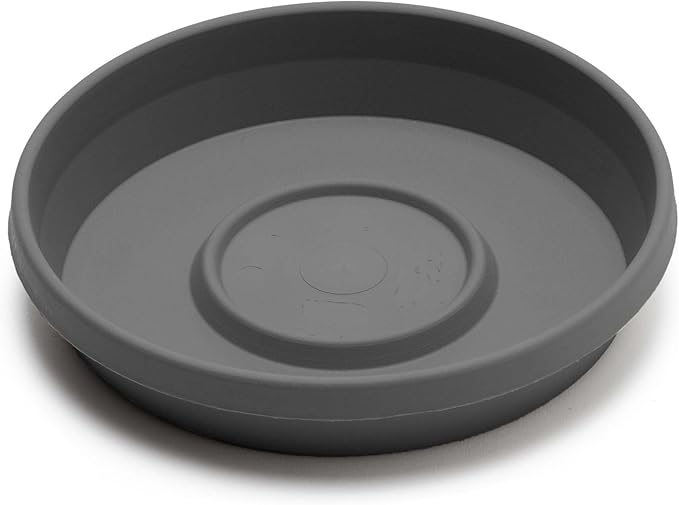 Bloem Terra Resin Saucer Tray: 4.75" Bottom Width - Charcoal Gray - Matte, Durable, Ribbed Bottom, Indoor and Outdoor, Fits 6" Terra Pots