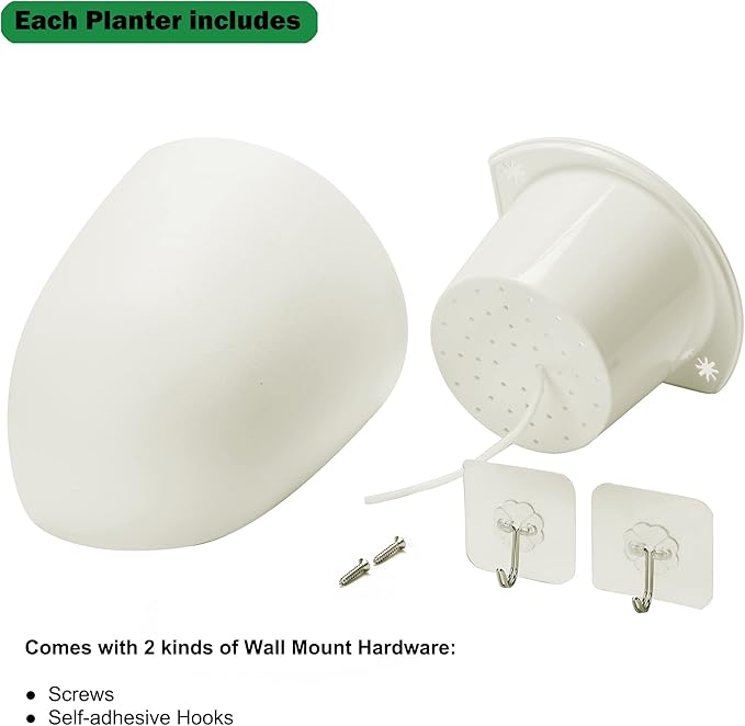 ORIMERC 2 Pack Corner Wall Mounted Hanging Planter Self Watering Triangle Plastic Flower Pot Decorative Modern Plant Vase Container Holder for Succulent Indoor Outdoor Home Office Décor White