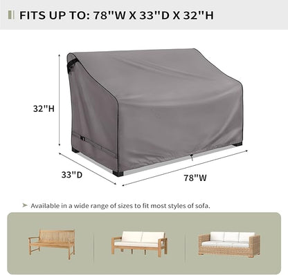 KylinLucky Outdoor Patio Sofa Cover fit 78 x 33 x 32 inch, 77 x 32, 76 x 31 Waterproof Weatherproof Heavy Duty 600D Garden Furniture Cover for Outside Sofa Couch