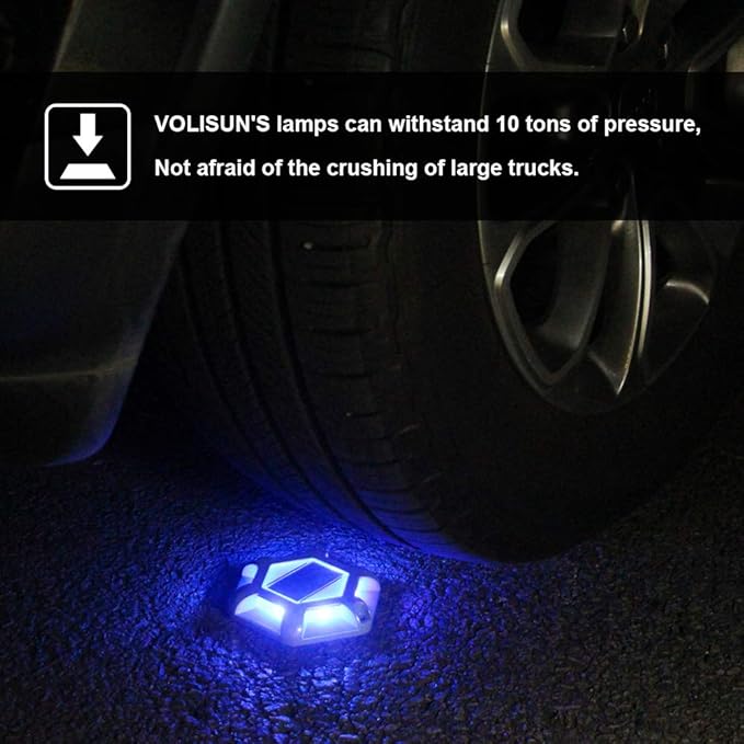 VOLISUN Solar Dock Lights Driveway Deck Lights, 12-Pack Waterproof Outdoor LED Aluminum Dock Lighting Warning Step for Driveway Sidewalk Garden Pathway Yard(Blue+White,2 Colors in 1)