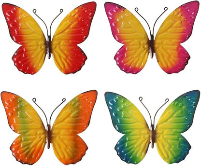 dreamskip Metal Butterfly Wall Decor Art, 4 Pack Colorful Metal Butterflies Outdoor Wall Art, Hand Painted Outdoor Wall Decor For Garden, Yard, Fence, Patio, Living Room, Bedroom Decoration