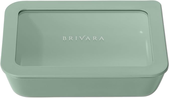 Glass Food Storage Container with Lid, 3-Cup Small Rectangle | Microwave-Safe Airtight Lid, Oven-Safe Ceramic-Coated Glass | Zero Plastic, No PFAS/PFOA/BPA, Reusable [Willow]