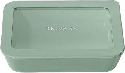Glass Food Storage Container with Lid, 3-Cup Small Rectangle | Microwave-Safe Airtight Lid, Oven-Safe Ceramic-Coated Glass | Zero Plastic, No PFAS/PFOA/BPA, Reusable [Willow]