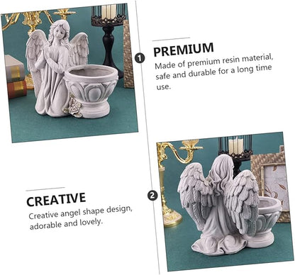 1Pc Chic Angel Resin Flowerpot Decorative Succulent Planter for Home Garden and Exquisite Craftsmanship for Indoor and Outdoor Use