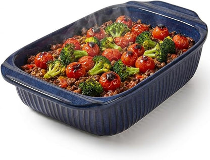 Artena Baking Dish 5.1 Quarts, Casserole Dishes For Oven, Baking Pan With Handles, Lasagna Pan Deep, Large Casserole Dish, Rectangular Ceramic Bakeware (Blue)