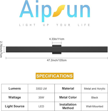 Aipsun Outdoor Lights 2 Packs,Modern Outdoor Wall Light Fixture Long Strip LED Wall Sconce IP65 Anti Rust 3000K 4000K 6000K Exterior Wall Mount Lights for Entrance, Hallway, Garage, Porch(3CCT)