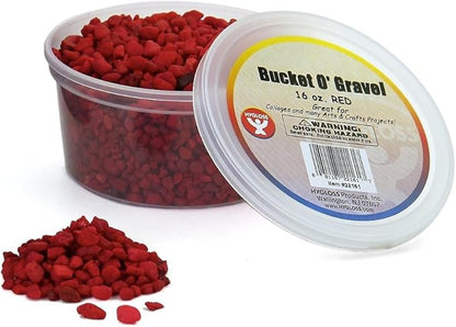 Hygloss Products Craft Rocks, Mini Stones for Art Projects - Bucket O' Gravel, Red, 1 lb