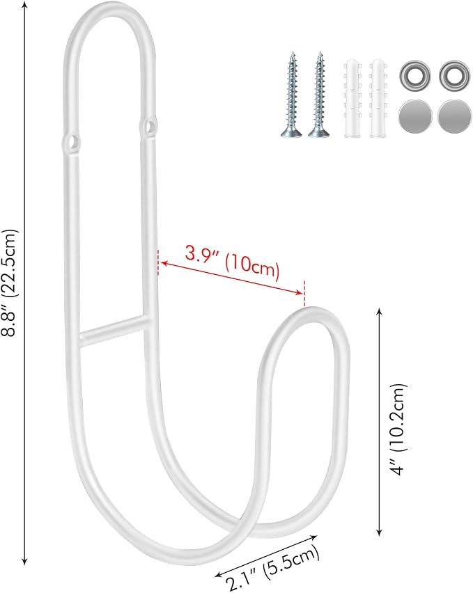 Garden Hose Holder, Wall Mount Water Hose Hanger, Hanging Storage Rack for Garden Hoses, Ropes, Outside Yard (White)