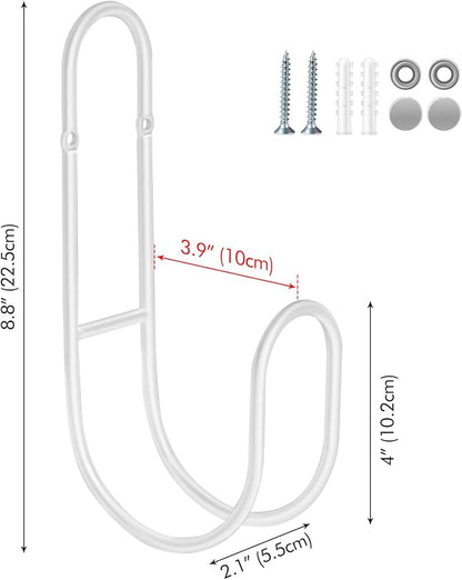 Garden Hose Holder, Wall Mount Water Hose Hanger, Hanging Storage Rack for Garden Hoses, Ropes, Outside Yard (White)