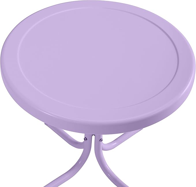 Crosley Furniture Griffith Weather Resistant Retro Metal Outdoor Side Table for Patio, Deck, Porch, Lavender Gloss