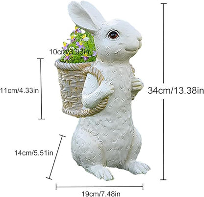 Wnvivi Resin Bunny Planter,Mini Rabbit Succulent Flower Pot,Cartoon Rabbit Flower Basket Planter Cactus Pot for Garden Balcony Easter Decor(White)