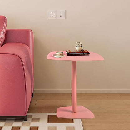 C Table End Table,Tray Metal Sofa Side Table, Accent Coffee Table, Waterproof and Anti-Rust Outdoor&Indoor Snack Table (Model B, Pink)