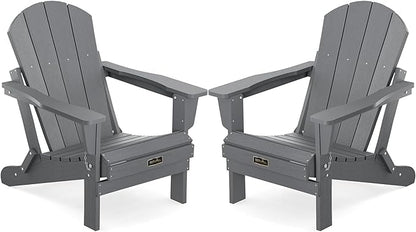 SERWALL Adirondack Chair Set of 2 for Patio Garden Outdoors Fire Pit- (Folding Gray)