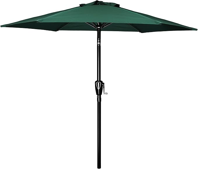 Simple Deluxe 9' Patio Umbrella Outdoor Table Market Yard Umbrella with Push Button Tilt/Crank, 8 Sturdy Ribs for Garden, Deck, Backyard, Pool, Green