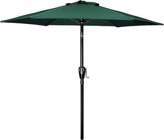 Simple Deluxe 9' Patio Umbrella Outdoor Table Market Yard Umbrella with Push Button Tilt/Crank, 8 Sturdy Ribs for Garden, Deck, Backyard, Pool, Green