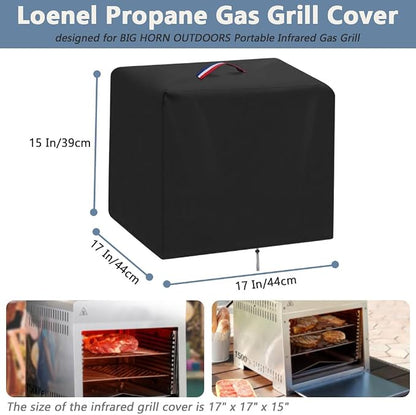 Propane Gas Grill Cover for Big Horn Outdoors Portable Infrared Gas Grill, 600D Waterproof Cover for Infrared Outdoor Broiler BBQ Grill/Steak Cooker/Salamander Broiler/Barbecue Propane Oven