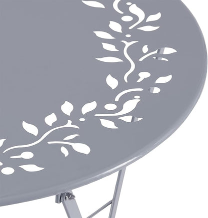 Alpine Corporation Indoor/Outdoor 3-Piece Bistro Set Folding Table and Chairs Patio Seating, Gray